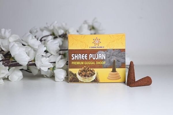 Shree Pujan Premium Guggal Dhoop, organic dhoop batti in Delhi, offering a rich and aromatic fragrance for spiritual use.