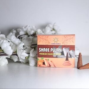 Shree Pujan Premium Chandan Dhoop Batti with floral decor – best dhoop batti for pooja in Delhi.