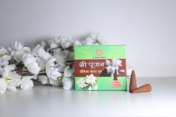 Shree Pujan Premium Mogra Dhoop Batti with floral decor – best dhoop batti for pooja in Delhi.