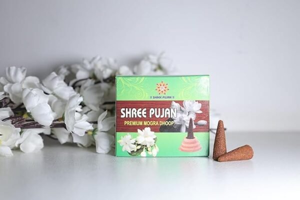 Shree Pujan Premium Mogra Dhoop Batti with floral decor – best dhoop batti for pooja in Delhi.